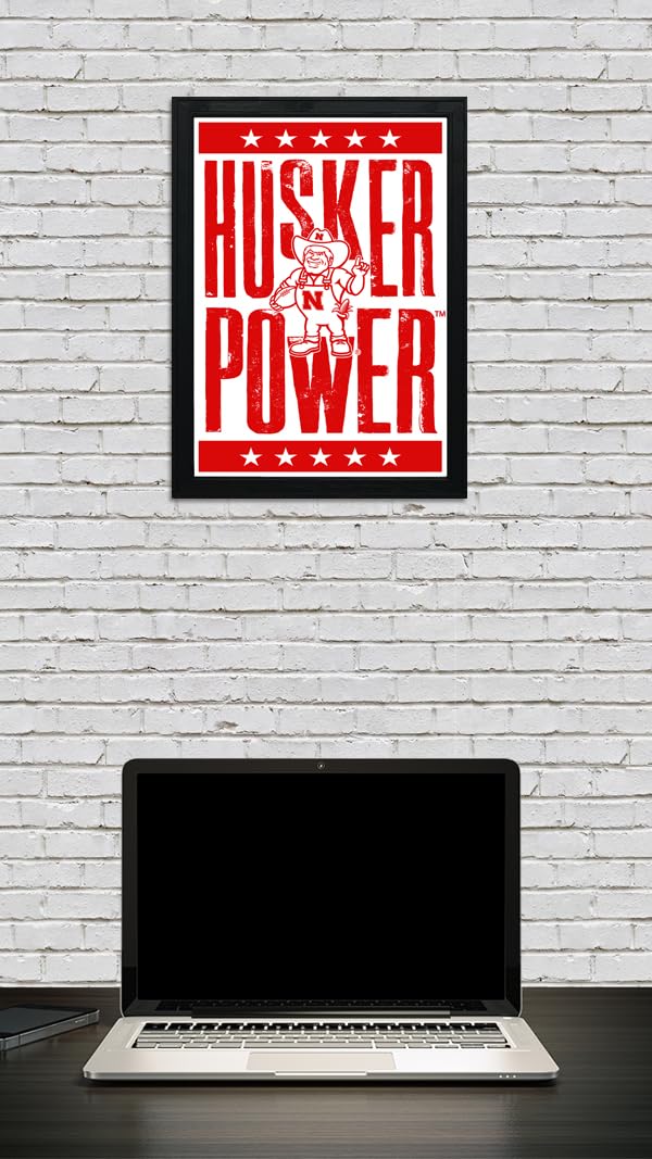 Nebraska Cornhuskers Gift – Husker Power Letterpess Poster – Officially Licensed Art Print – 13×19″ – Husker Gift (No Frame)