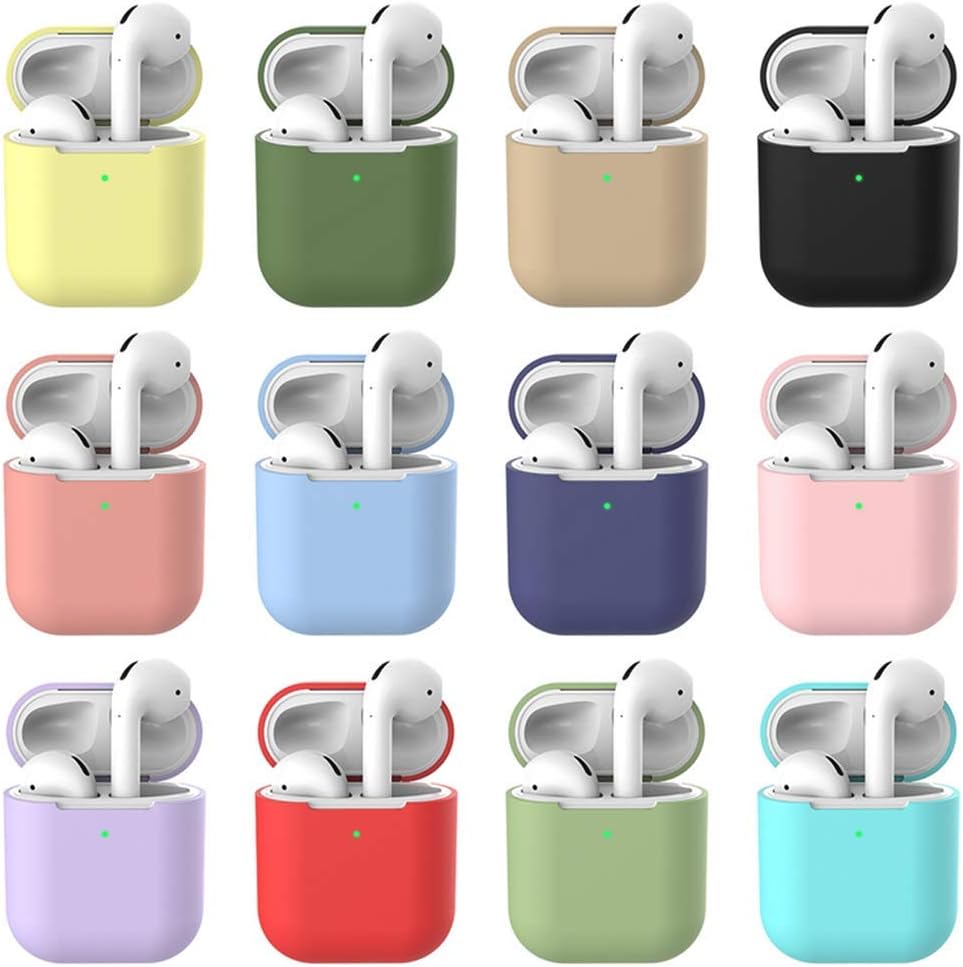 Funda protectora de silicona compatible con Apple Airpods 1 y AirPods 2 LED frontal visible (azul claro)