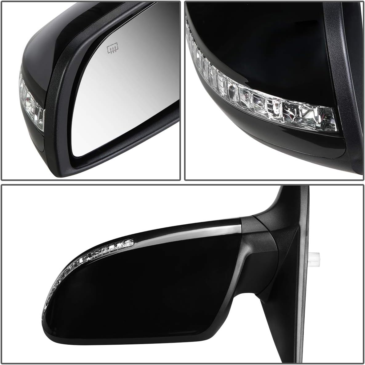 DNA MOTORING OEM-MR-NI1320164 Estilo de fábrica alimentado+calentado+señal de giro izquierda espejo de la puerta de vista lateral compatible con