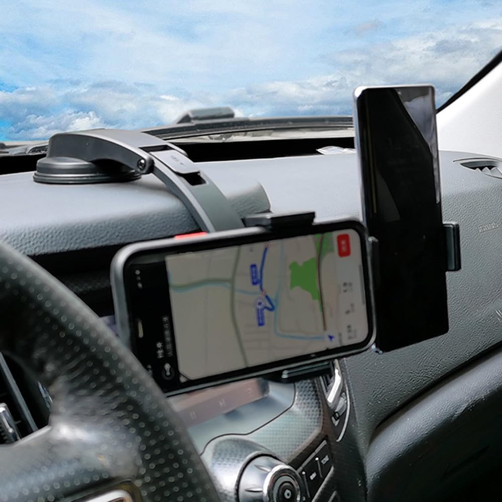 Soporte doble para teléfono de automóvil, soporte de teléfono para tablero de automóvil, soporte de teléfono ajustable para 2 teléfonos celulares