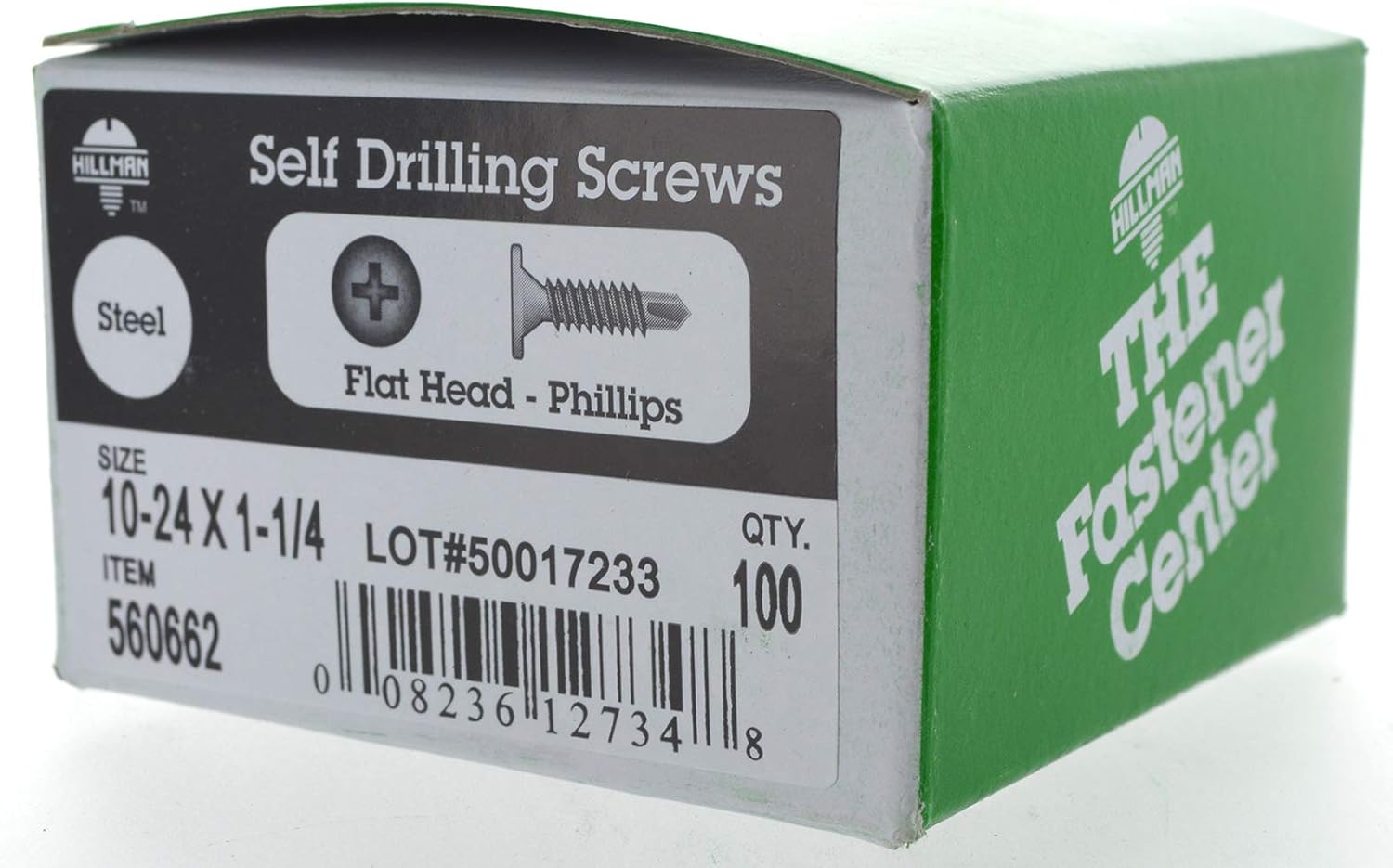 The Hillman Group 560662 Tornillo autoperforante Phillips de cabeza de oblea de 10-24 pulgadas x 1-14 pulgadas, 100 unidades, 1.25 pulgadas, zinc