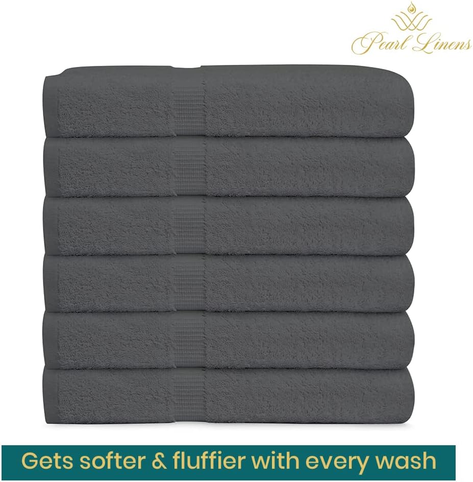 Pearl Linens Juego de 6 toallas de baño 100% algodón prémium para gimnasio, piscina y spa, 24 x 50 pulgadas, toallas de baño de lujo, 500 GSM,