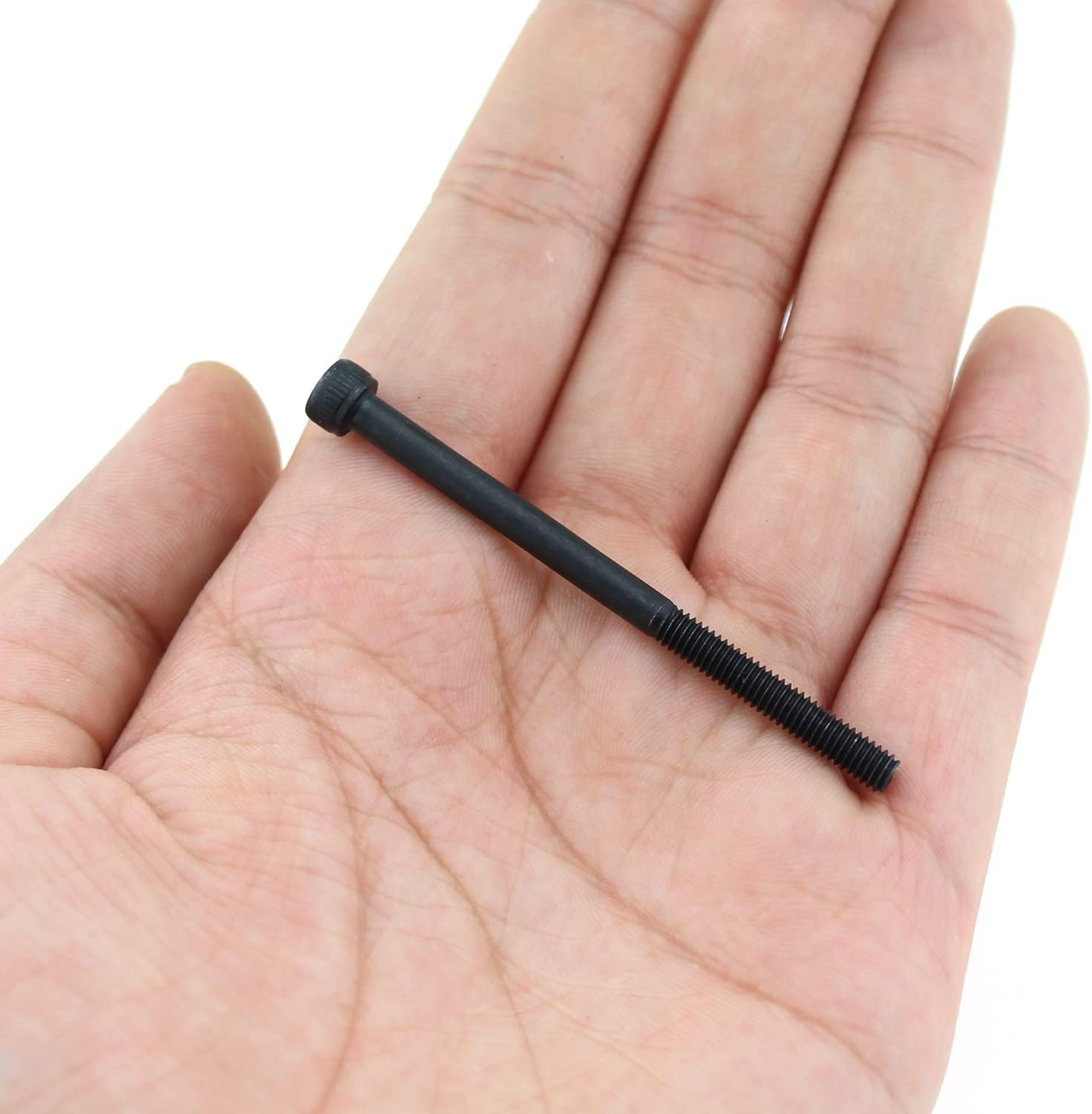 MTQY Perno de tornillo de máquina de cabeza hexagonal hexagonal de 2.362 in, perno de extensión cilíndrico de acero al carbono negro M4, 10 Uds