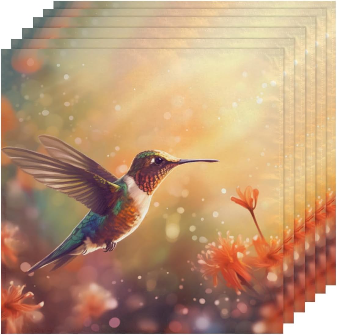Cloth Napkins Set of 6 Hummingbird Flowers 20×20 Inch Cloth Napkins Bird Washable Reusable Kitchen Dinner Napkins Table Decor for Wedding, Holiday