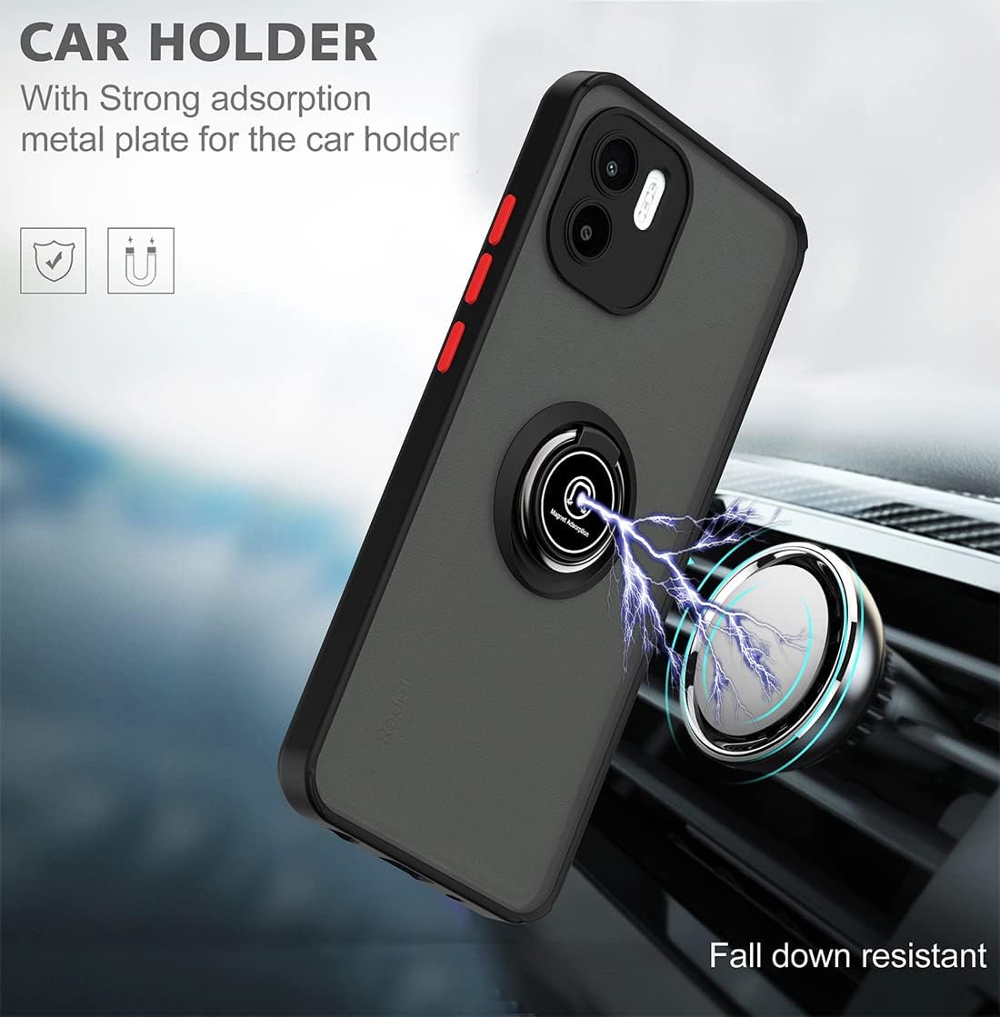QUIETIP Funda compatible con Huawei Nova Y61, TPU + policarbonato duro a prueba de golpes, anillo magnético para montaje en coche, cubierta de