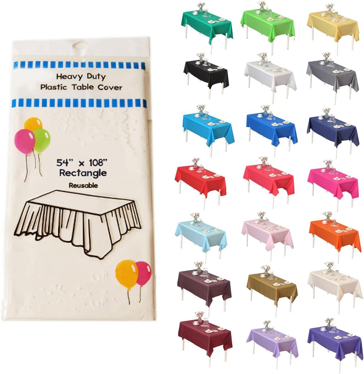 Evershine – Mantel de plástico resistente (reutilizable, 12 unidades)