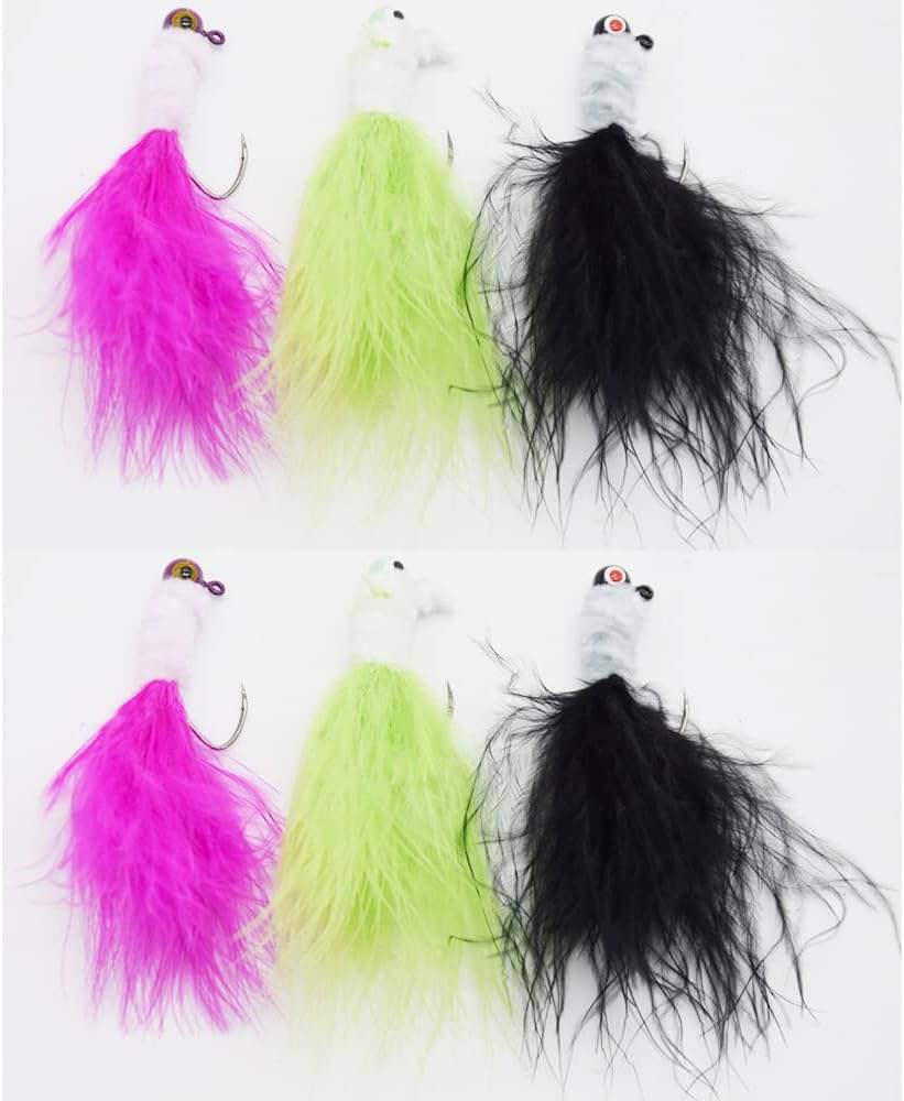 15 unids 3 colores pesca Crappie jig Heads Kit 116oz Marabou pluma jig ganchos pesca señuelos jigs