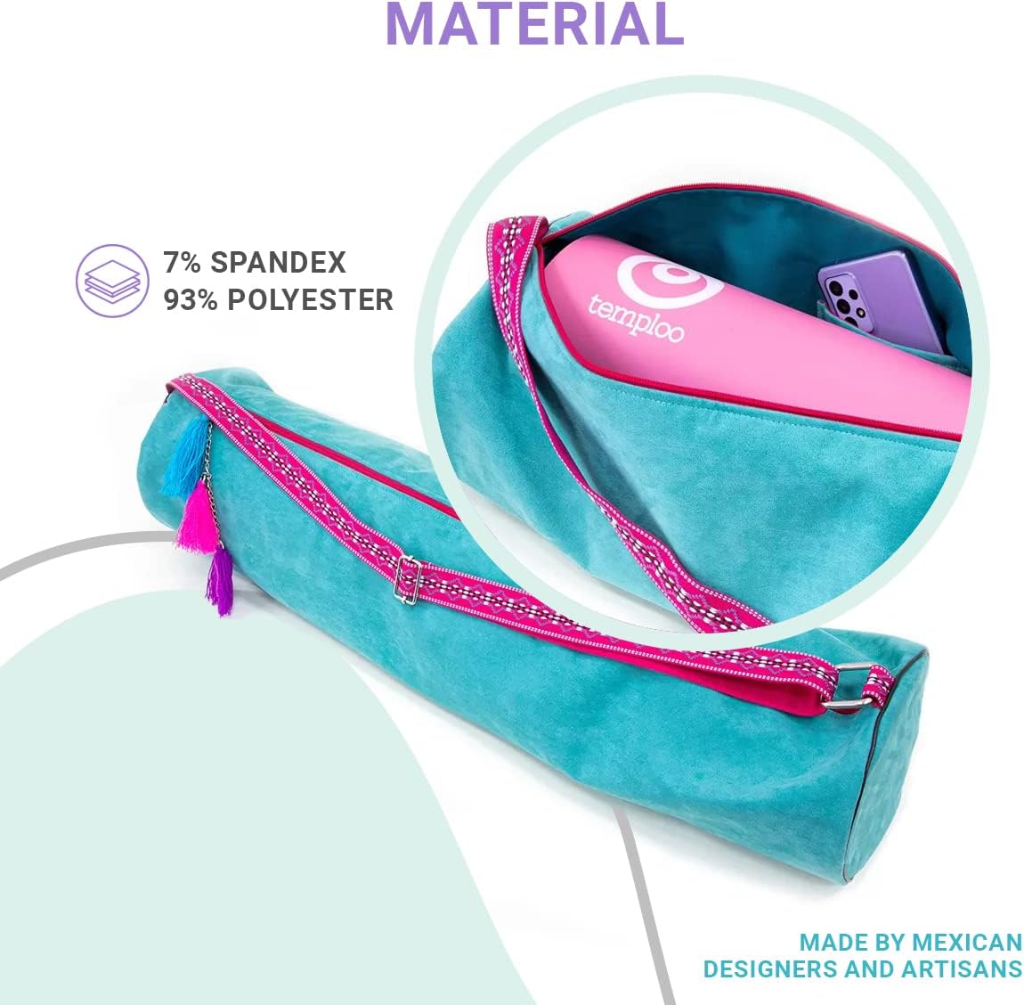 Temploo Bolsa de transporte para esterilla de yoga, edición especial, extra duradera, bolsa ajustable para esterilla de ejercicio, Yogii, bolsa de