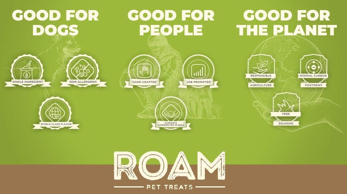 Roam Pet Treats Ostrich Gizzard Ossy Chews – Masticables masticables para perros de larga duración (paquete de 2)