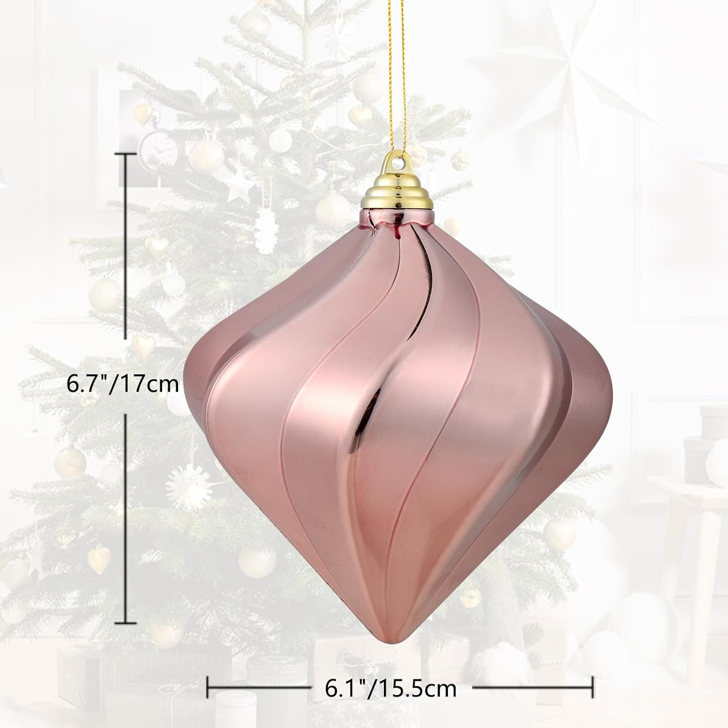 2 adornos de bolas de Navidad grandes de 6.7 pulgadas, adornos de diamantes inastillables, decoración de árbol de Navidad, adornos grandes de
