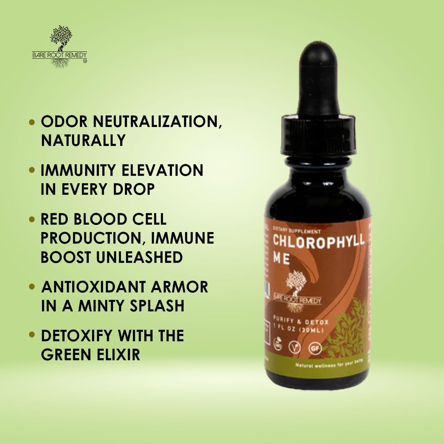 Chlorophyll Me, Clorofila líquida – Orgánico, desoderante y desintoxicante natural, estimulante inmunológico, sabor fresco y menta