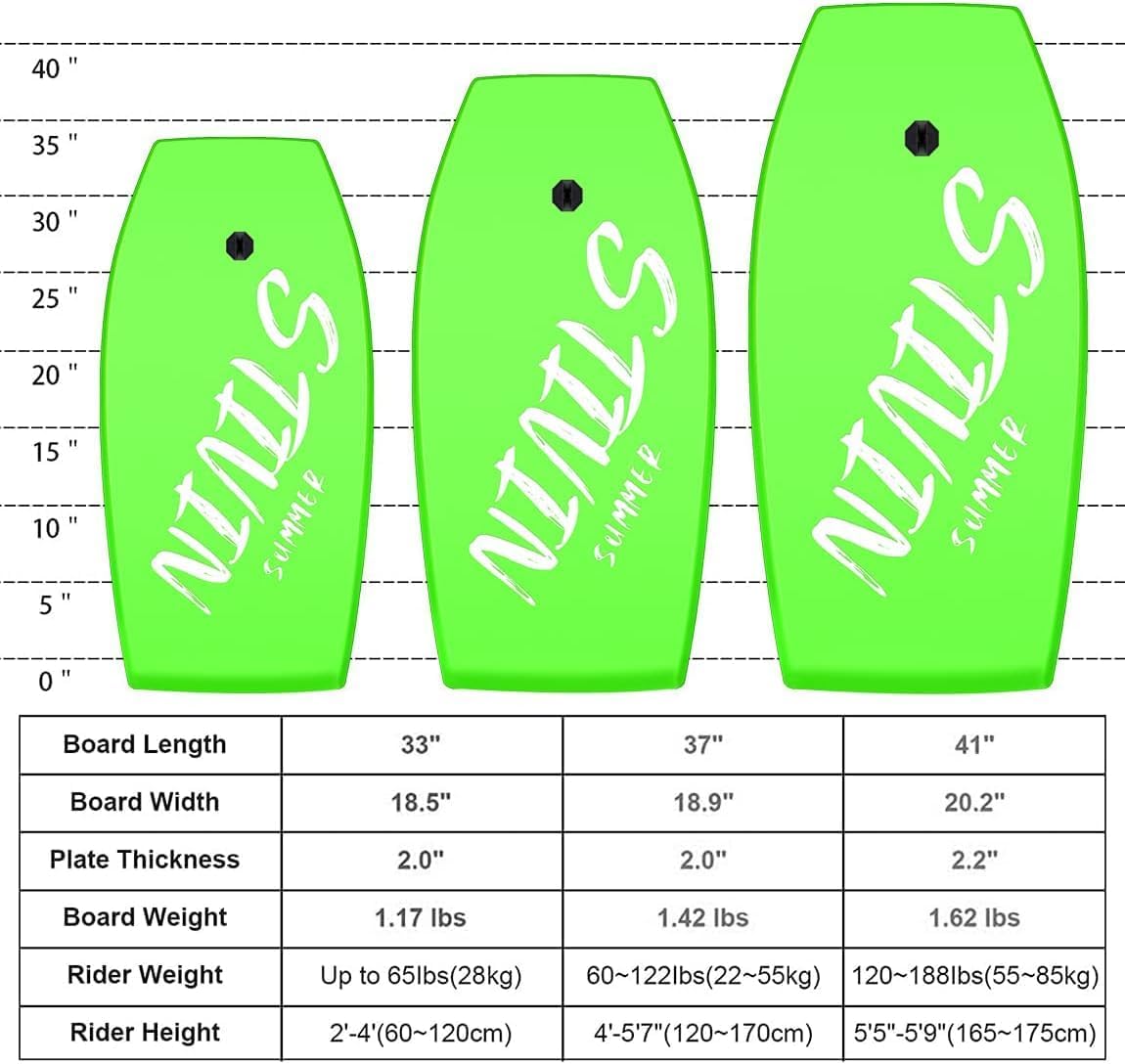 Woddtery – Paquete de 2 tablas de bodyboard ligeras, 333742 pulgadas para playa con correa de muñeca, núcleo de EPS cómodo, cubierta XPE, tabla de