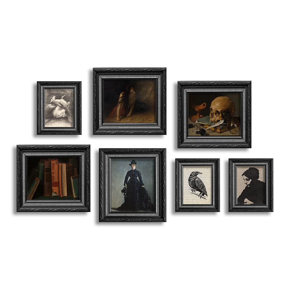 Halloween Wall Decor – Skull Ghost Raven Crow Pagan Gift – Haunted House Witch Witchy Poster Print – Spooky Weirdo Satanic Photo – Vintage Scary