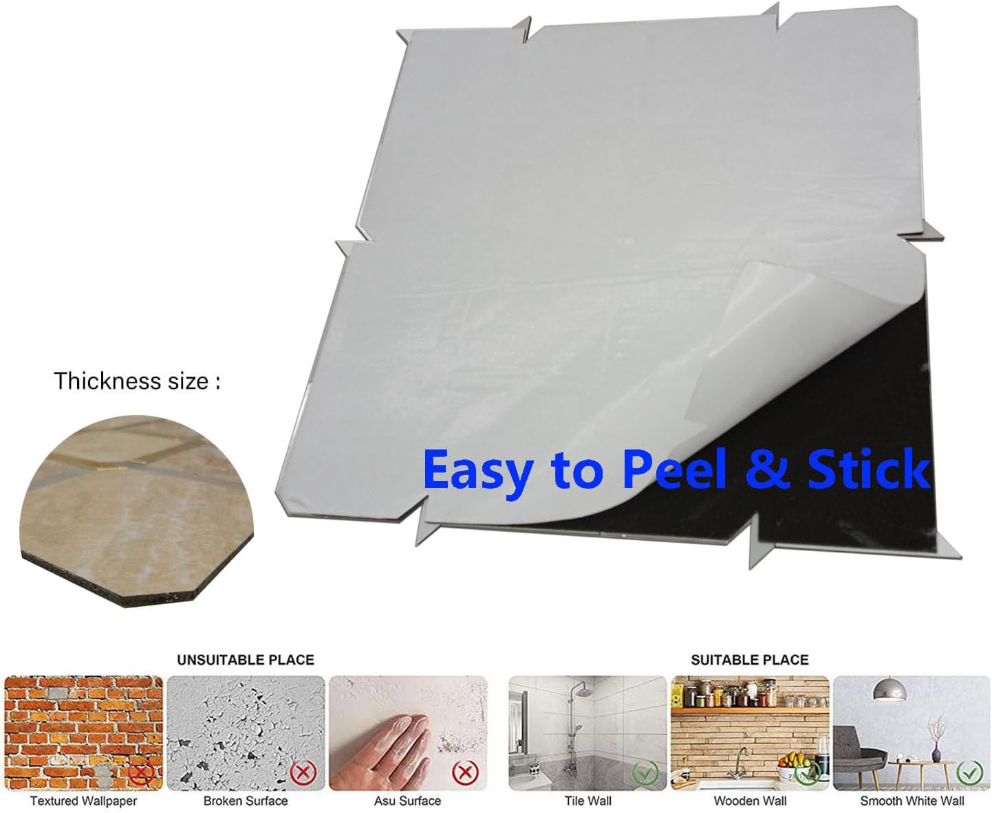 XUANINY Azulejos metálicos para salpicaduras de 10 hojas, paneles de pared autoadhesivos de múltiples formas, mosaico 3D para decoración de cocina y