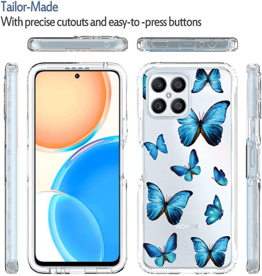 Zoeirc Funda para Honor X8 (no compatible con X8 5G) TFY-LX1 con protector de pantalla de vidrio templado, suave 360 cuerpo completo, a prueba de