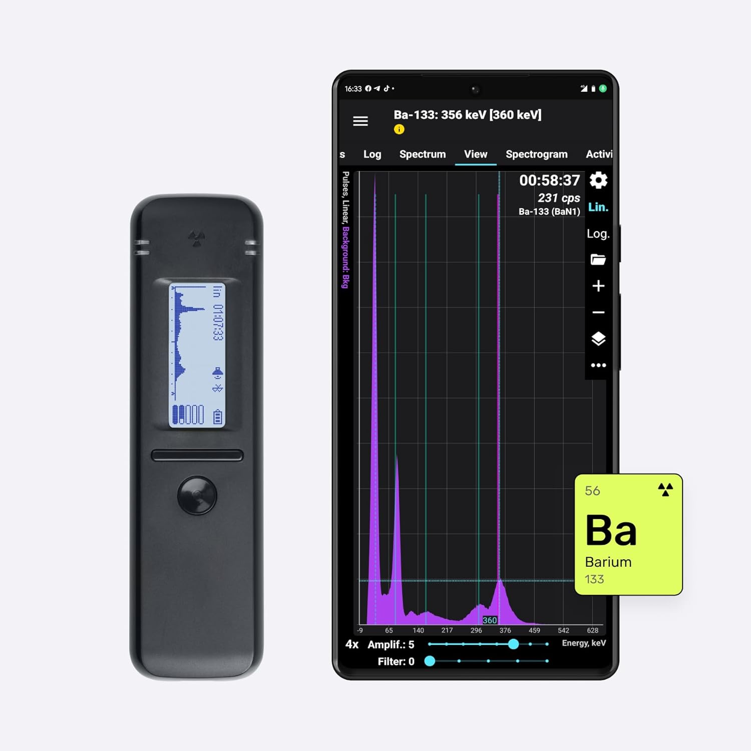 Detector multifuncional de radiación nuclear y espectrómetro gamma – Radiacode 102 con cristal de centelleo