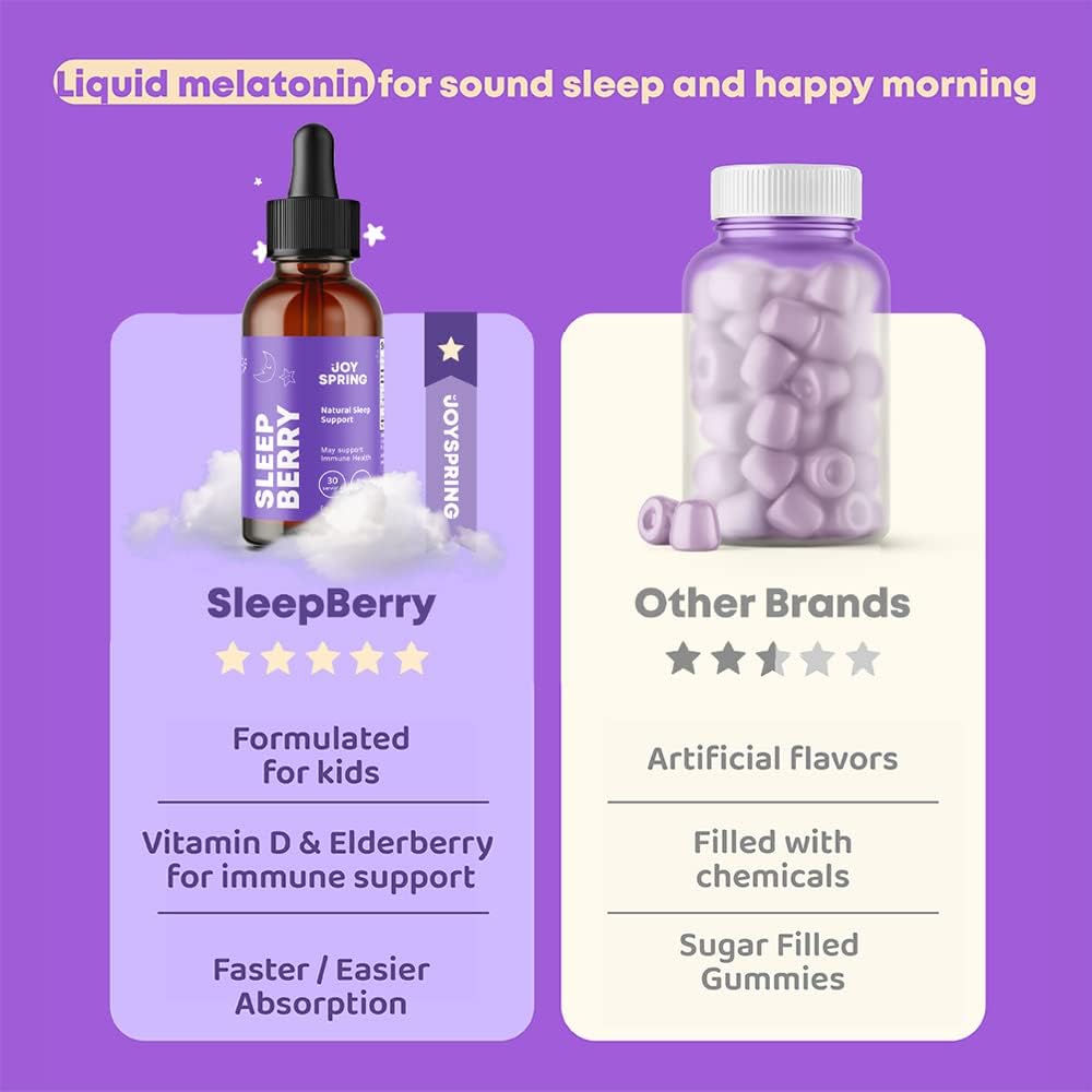 JoySpring SleepBerry y Vitamina B Complejo Líquido para Niños
