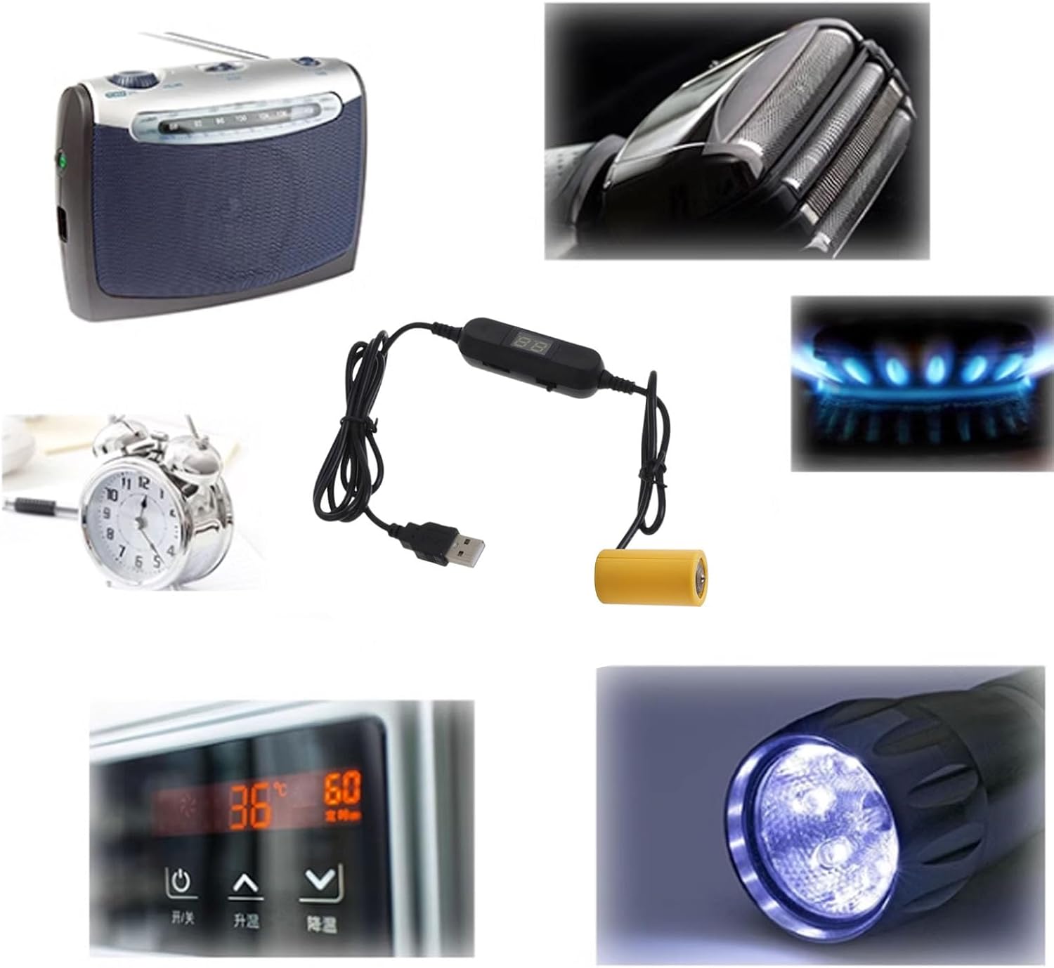 Axyghmz Cable de batería USB a LR14 de 1.5 V, 3 V, 4.5 V, 6 V, 7.5 V, cable convertidor, reemplazo, 1-5 unidades, baterías LR14, 47.2 in, Lr14, 1,5