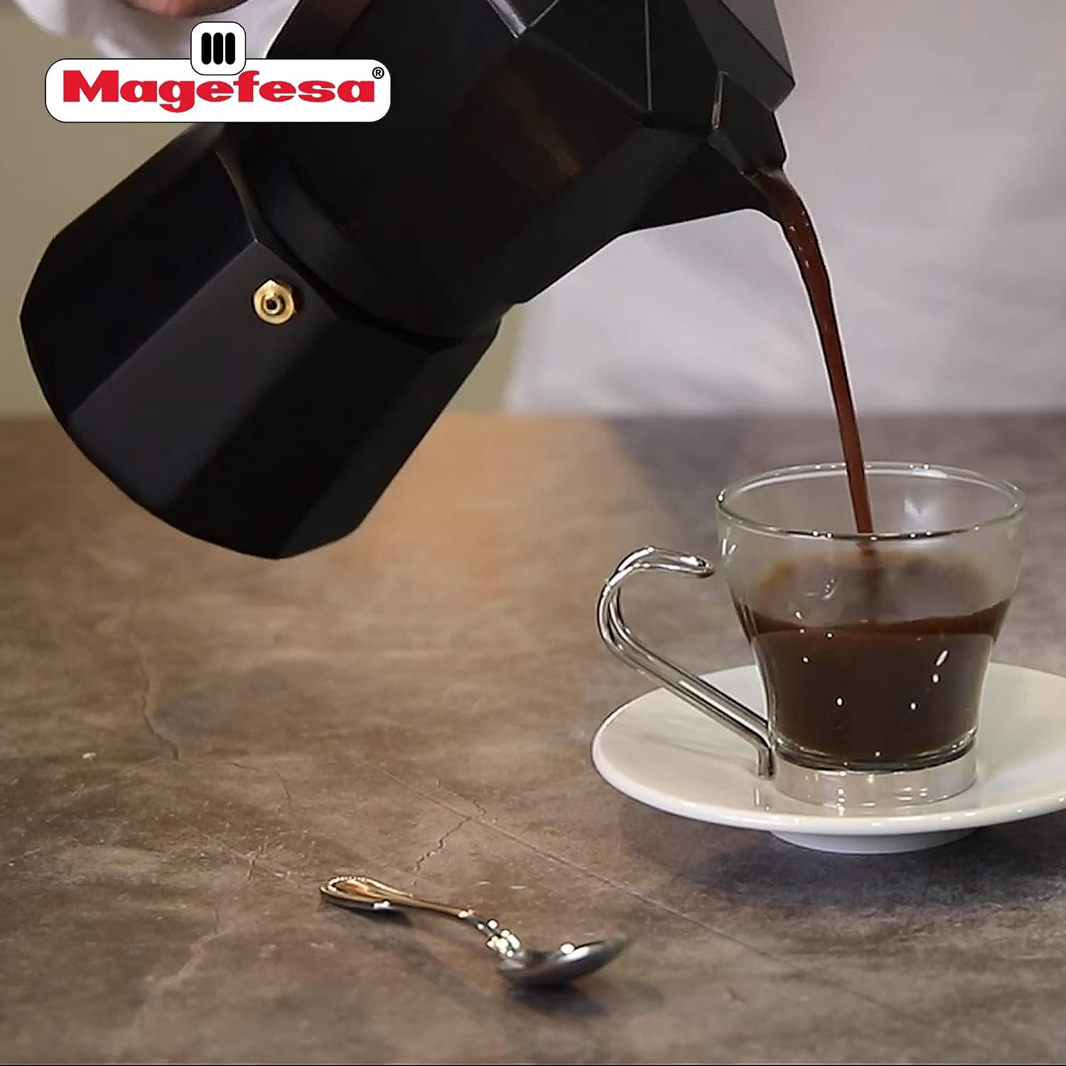 MAGEFESA  Kenia Noir – Cafetera espresso para estufa, 12 tazas20 onzas, haz tu propio café italiano en casa con esta olla de café cubano de aluminio