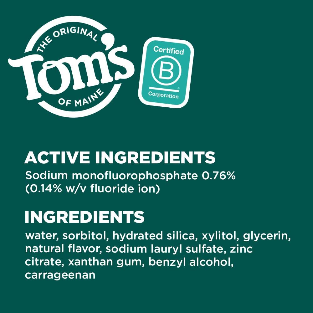 Tom’s of Maine PureActiv Dientes + Gum Health* Gel anticaries pasta de dientes, menta fresca, 4.0 onzas (paquete de 4)