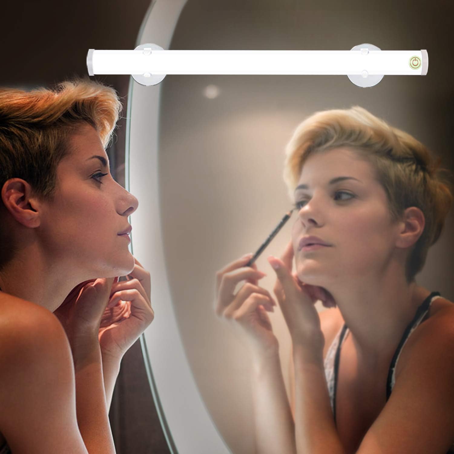 BESTCAN Luces LED de espejo de maquillaje, luces de tocador recargables portátiles con 3 niveles de brillo, control táctil para maquillaje, tocador