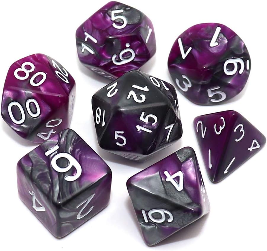 DND – Juego de dados poliédricos RPG para Dungeon and Dragons MTG, juego de dados (morado y plateado)