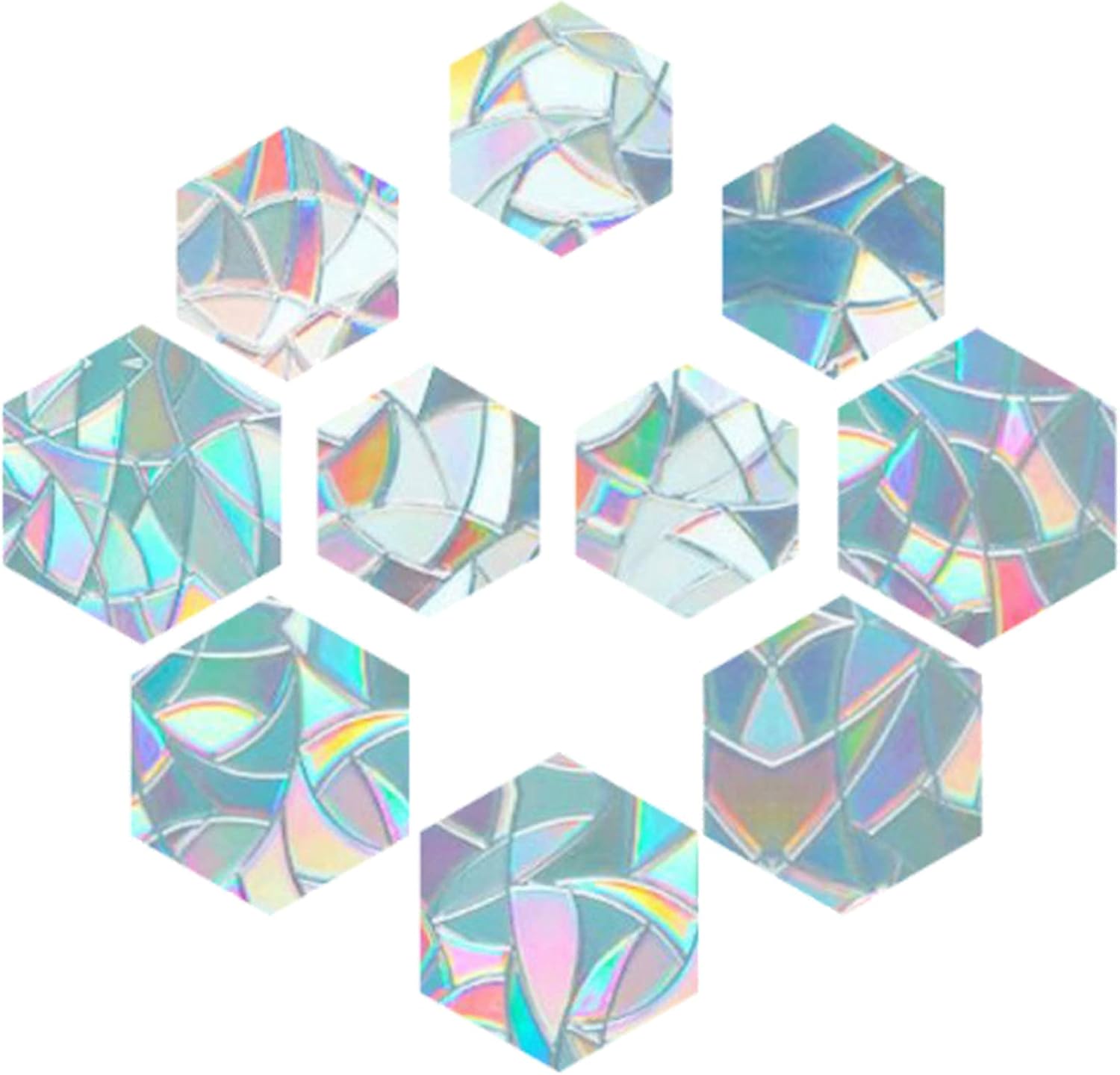 GORGECRAFT Adhesivos de cristal de arco iris estático para ventana, adhesivos de alerta anticolisión 3D, vinilo prismático no adhesivo para evitar