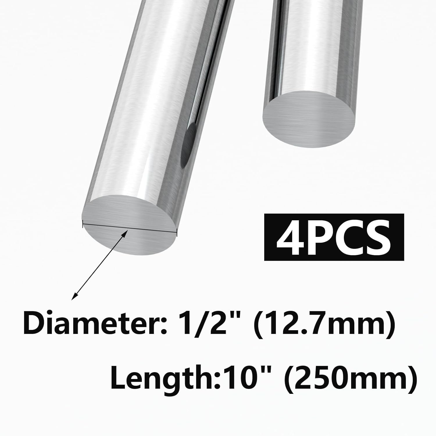 Varilla redonda de acero inoxidable 304 de 12 pulgada de diámetro, barra sólida de 10 pulgadas de largo, para manualidades de metal y pasatiempos de
