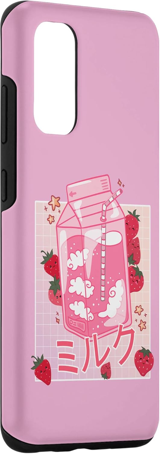 Estuche suave para batido de leche de fresa para Galaxy S20, color pastel japonés