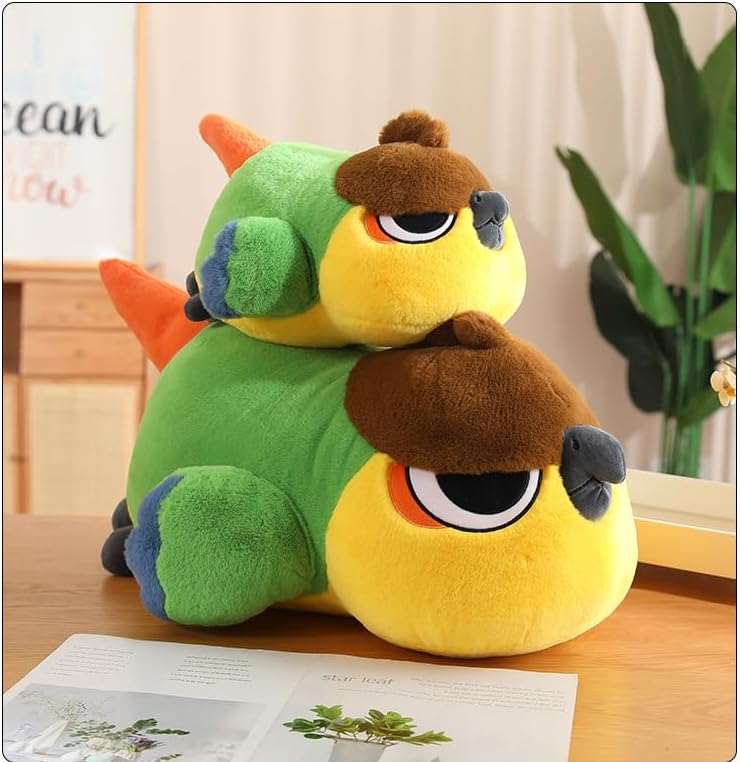 Juguetes de peluche amarillo con pájaro verde, almohada de peluche súper suave, lindo peluche de pájaro de Navidad, regalos de cumpleaños para niños