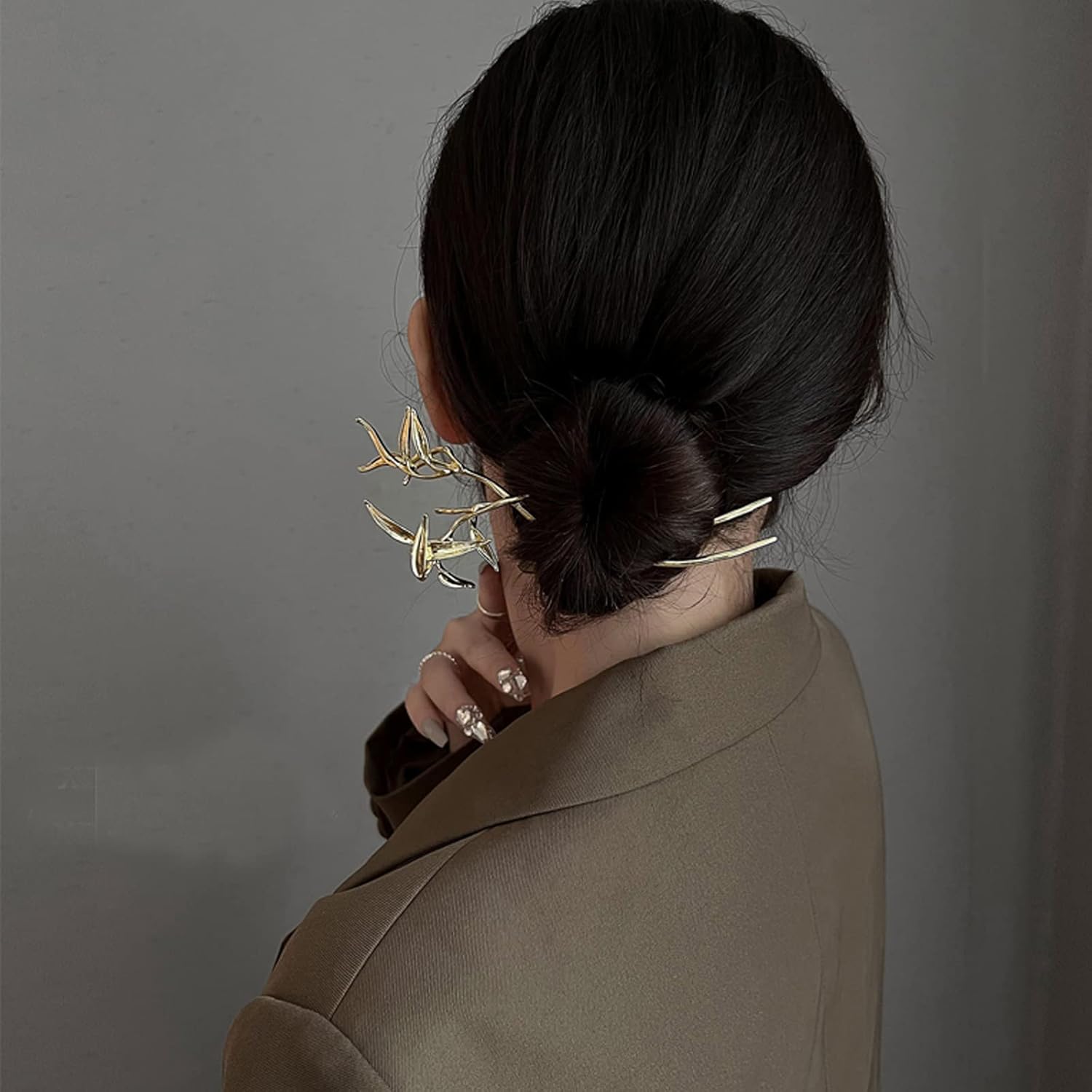 Palo de pelo de estilo chino, horquillas de doble punta, horquilla de pelo con forma de bambú, accesorios para el cabello de Chignon Hanfu para
