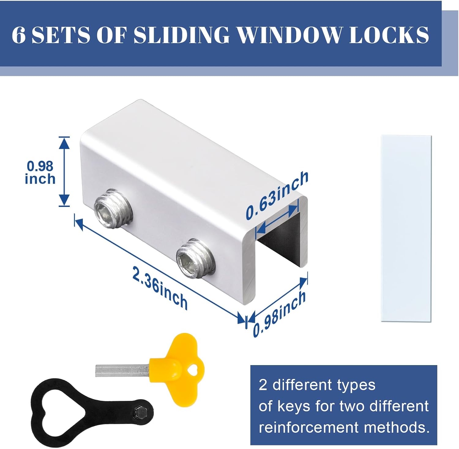 6 juegos de cerraduras de ventana con llave, cerraduras de ventana correderas de aluminio para ventanas correderas verticales horizontales puertas