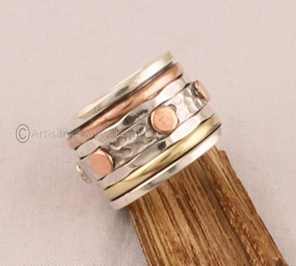 Spinner Silver Ring, Statement Silver Ring, Minimalist Silver Ring, 925 Silver Ring, Fidget Spinner Ring, Yoga Spinner Ring, Wide Band Rings,