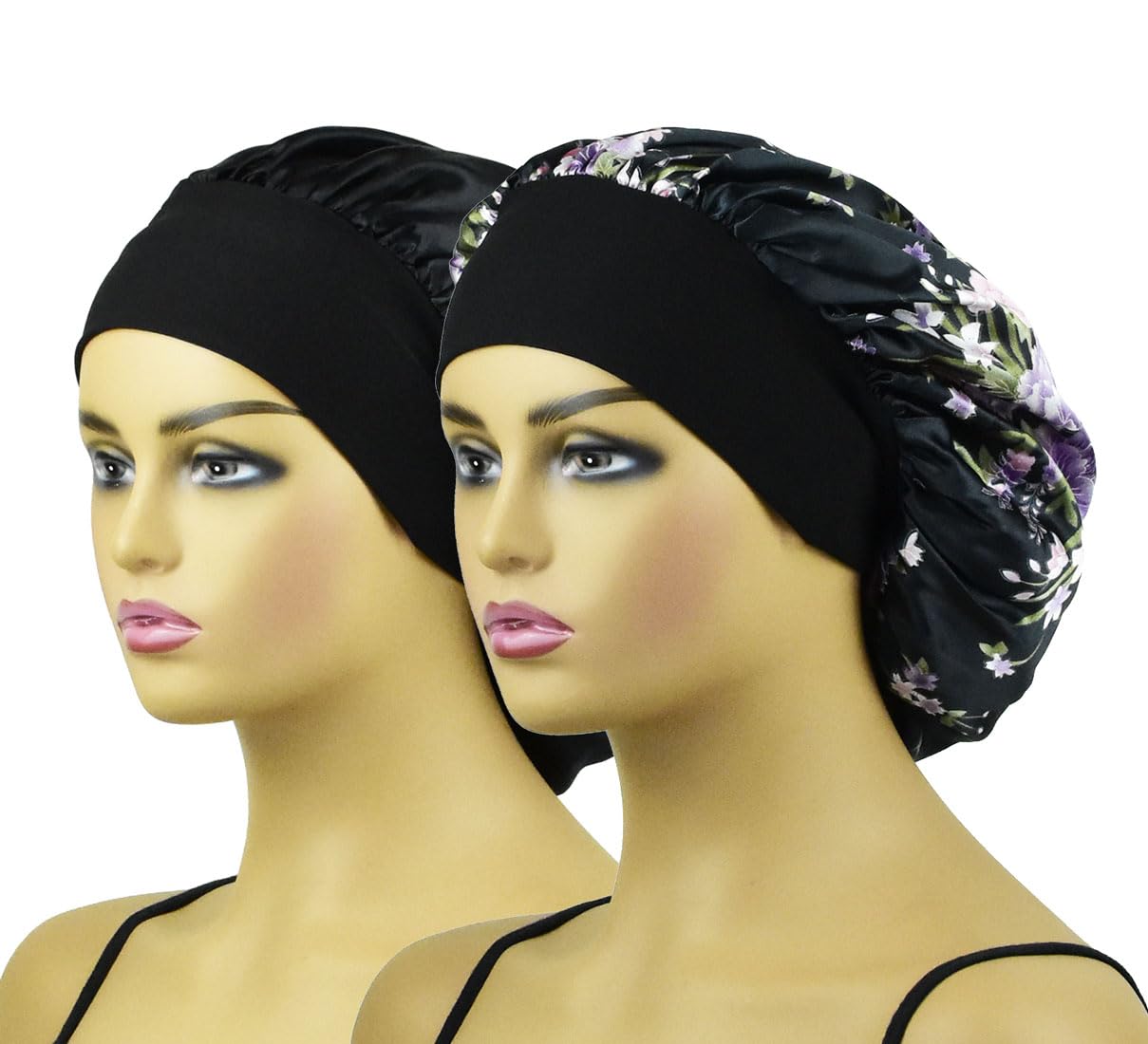 AILONSHAWN Gorro de satén para dormir rizado, gorro de seda para dormir para mujeres, gorro de seda para dormir, gorra de noche de banda ancha