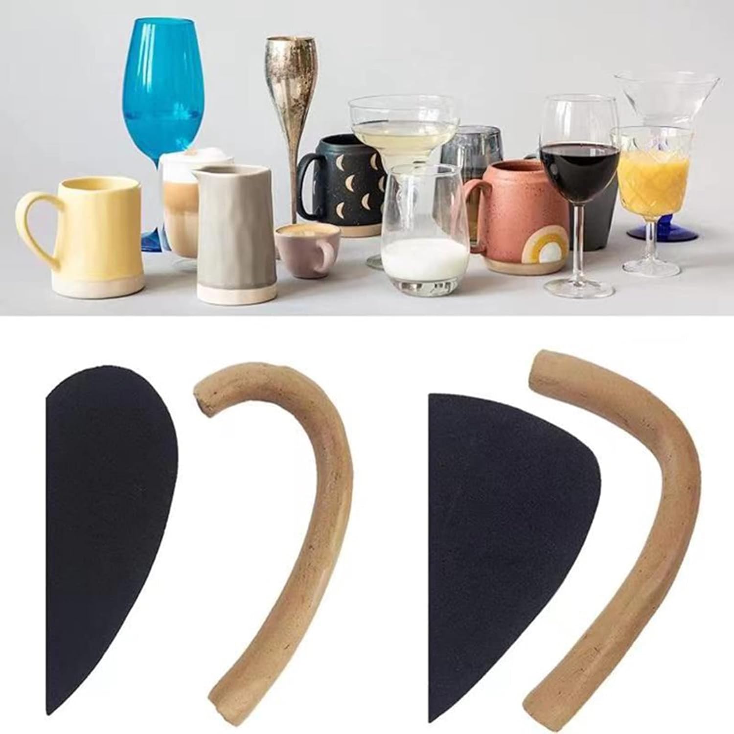 12 piezas de formas de mango de taza, moldes de mango de taza de cerámica para hacer arcilla, moldes de mango de taza de diferentes formas y tamaños