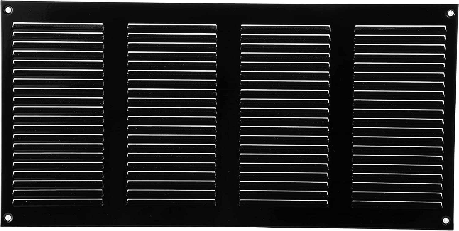 Vent Systems Cubierta de ventilación de aire negra de 16 x 8 pulgadas, parrilla de retorno de aire de metal con pantalla de protección contra plagas
