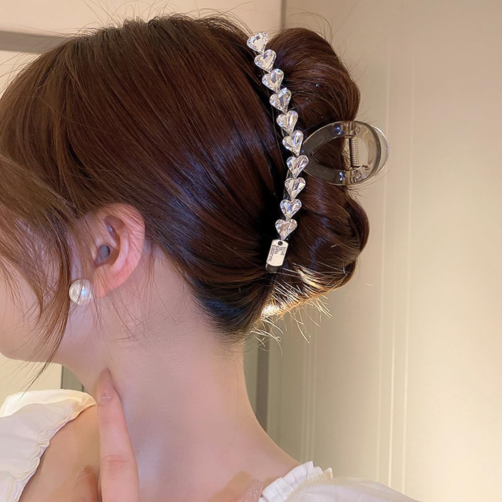 Wiwpar Pinzas grandes para el cabello con diamantes de imitación, pinza de acrílico para el cabello, horquilla para el cabello antideslizante,