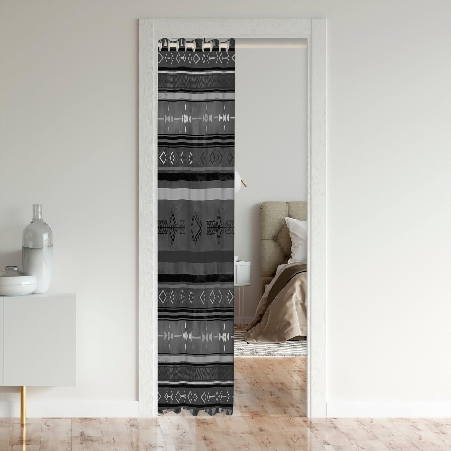 Southwestern – Cortina de puerta de armario para sala de estar, 42 x 80 pulgadas, cortina tribal para divisor de habitación geométrico, cubierta de