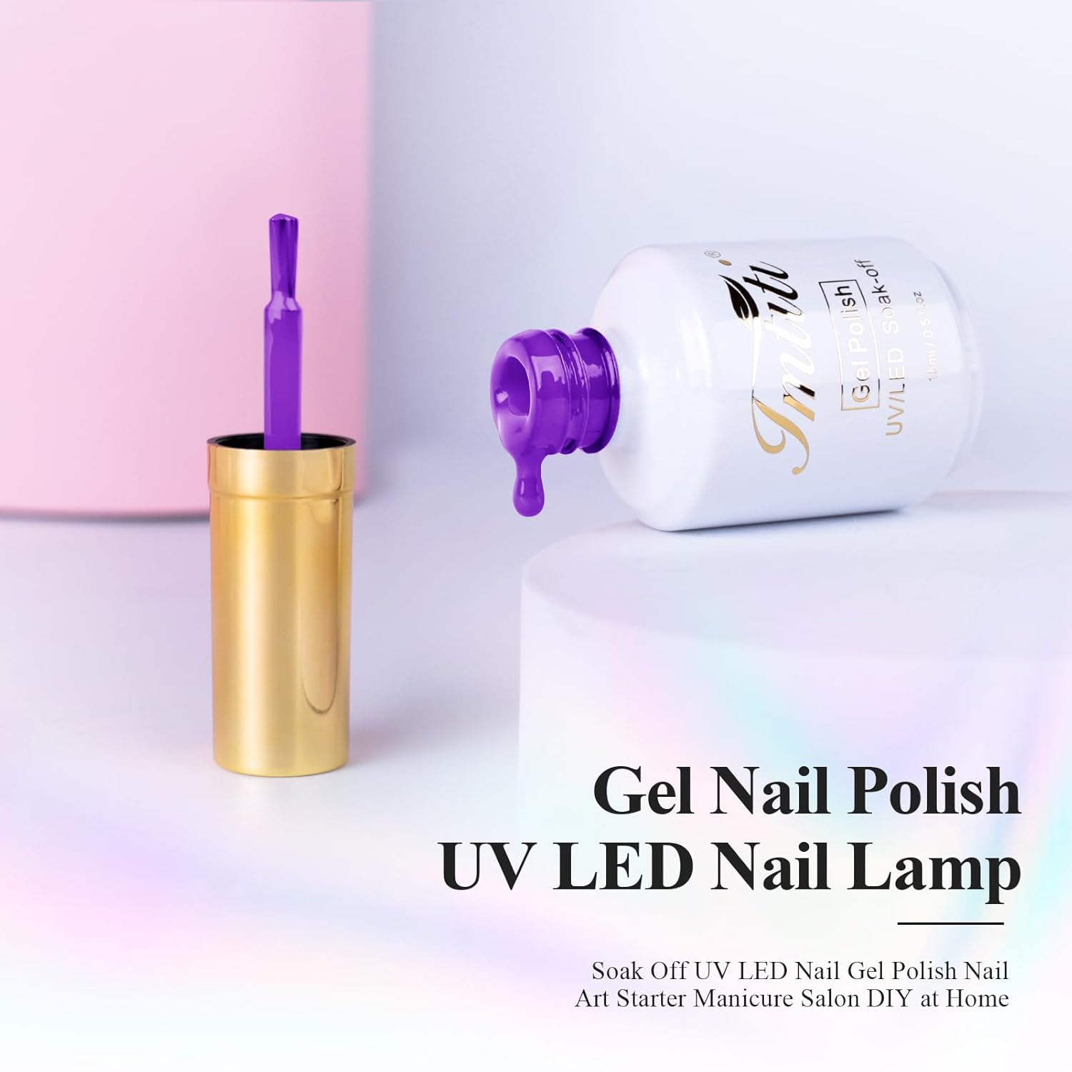 Imtiti Esmalte de uñas en gel, esmalte de uñas de gel morado lavanda UV LED, esmalte de uñas de gel para salón de manicura y arte de uñas en casa,