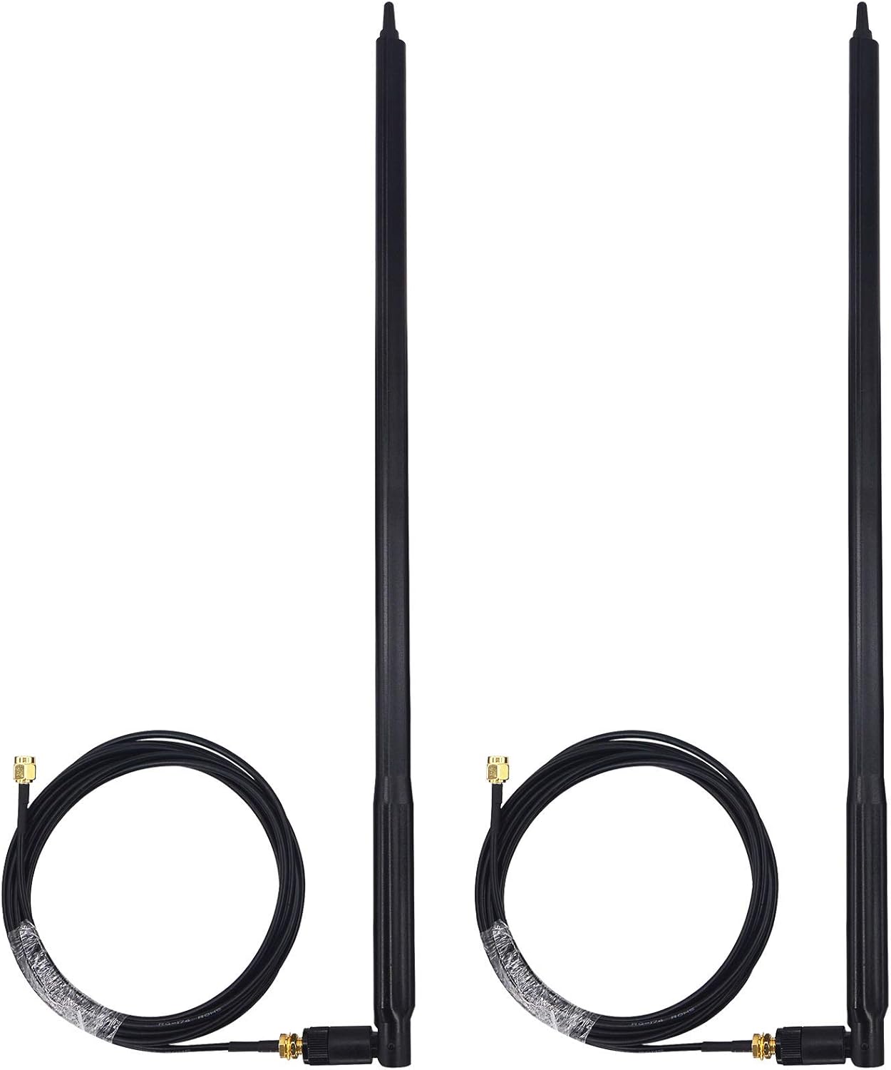 Kaunosta Router WiFi de alta ganancia de 22 dbi antena omnidireccional universal 2 piezas y cable de extensión RP-SMA macho a hembra de 10 pies, 2