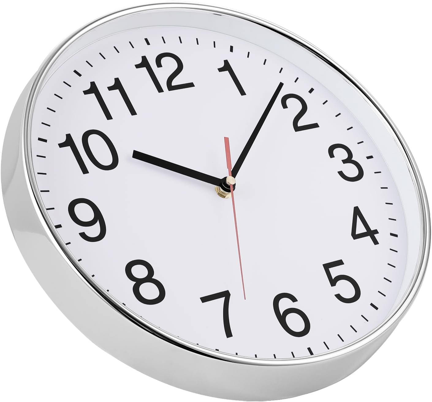 Plumeet Reloj de pared silencioso  Reloj de pared negro de cuarzo sin tictac de 10 pulgadas  Reloj de pared de diseño simple para decoración de sala