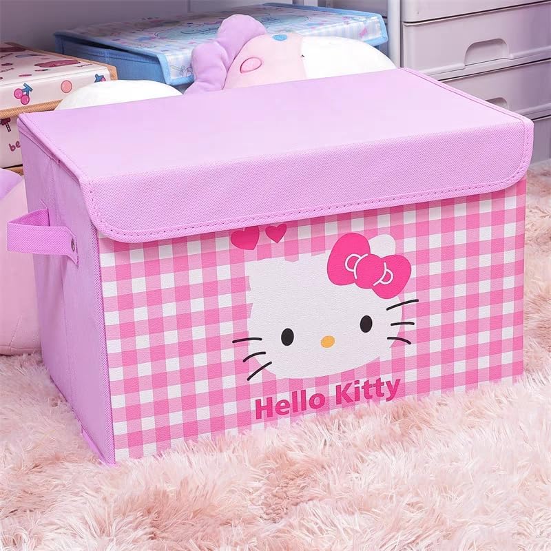 KroTex Bonito contenedor de almacenamiento plegable con tapa, cestas organizadoras decorativas de cuero para estantes para armario, decoración de
