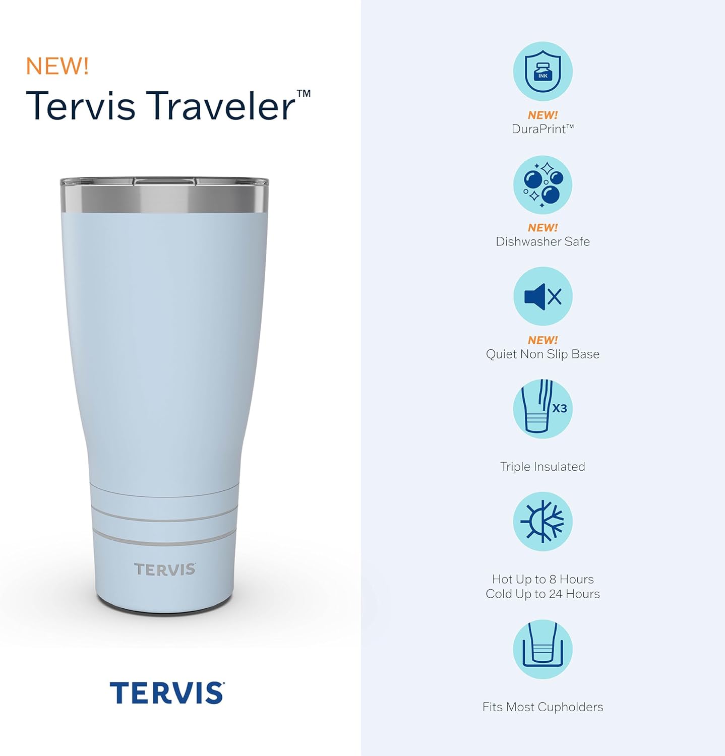 Tervis Traveler Deer Trio – Vaso aislado de triple pared mantiene las bebidas frías y calientes, 30 onzas, acero inoxidable
