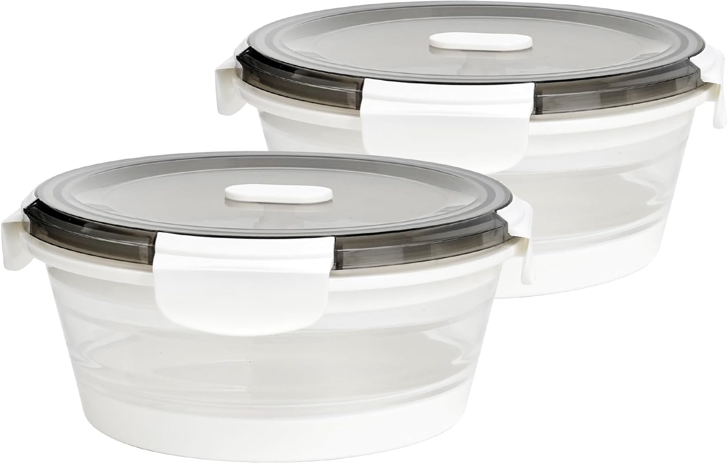 Paquete de 2 recipientes plegables de almacenamiento de alimentos con tapa, cuencos herméticos para comidas, caja de comida para viajes, picnic,