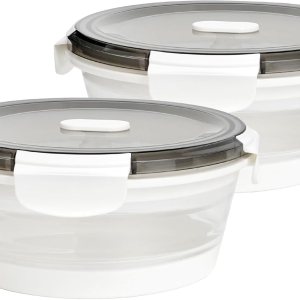Paquete de 2 recipientes plegables de almacenamiento de alimentos con tapa, cuencos herméticos para comidas, caja de comida para viajes, picnic, Paquete de 2 recipientes plegables de almacenamiento de alimentos con tapa, cuencos herméticos para comidas, caja de comida para viajes, picnic,