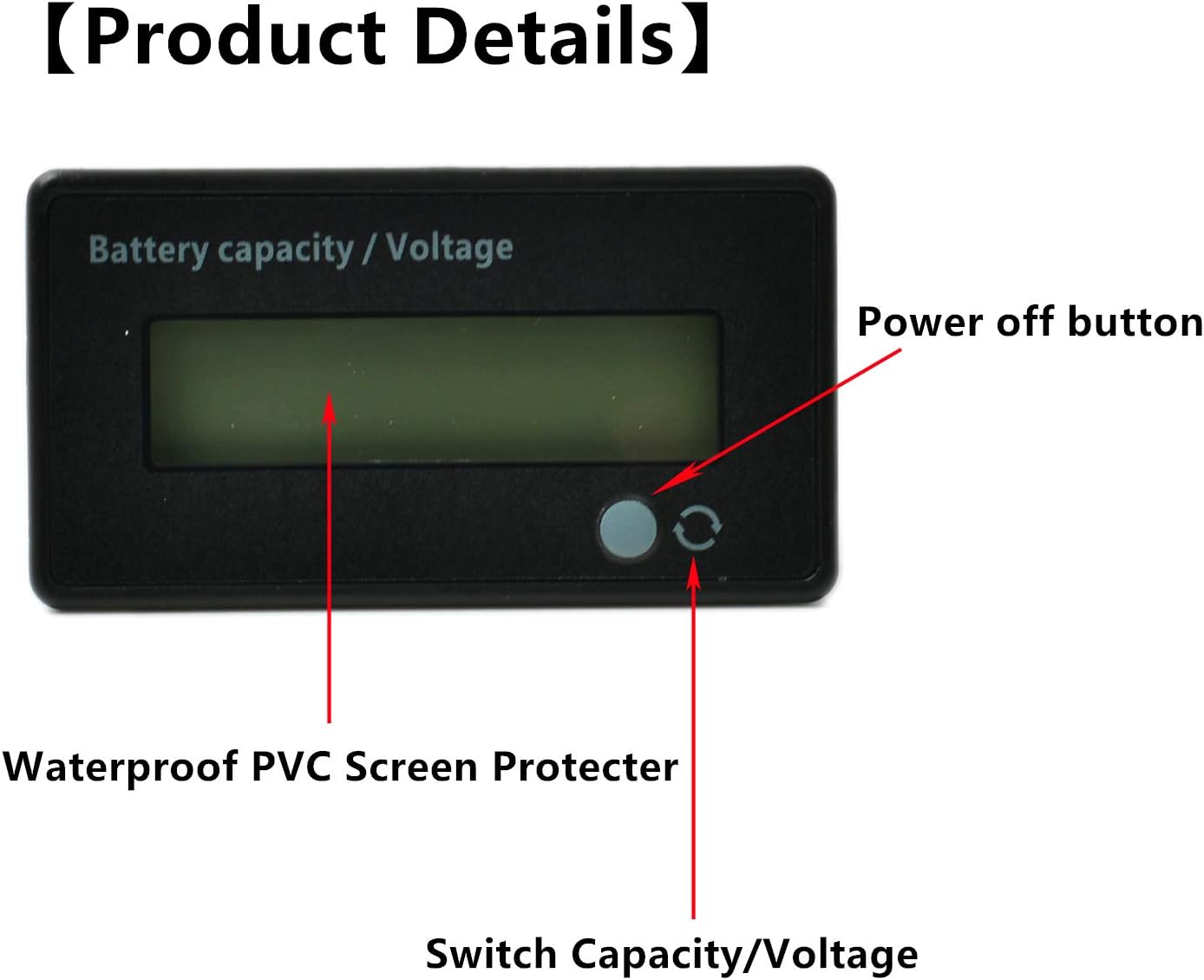 Care Flash Alarm Green LCD Impermeable Monitor de capacidad de batería Medidor de Medidor,12V24V36V48V Indicador de estado de la batería de