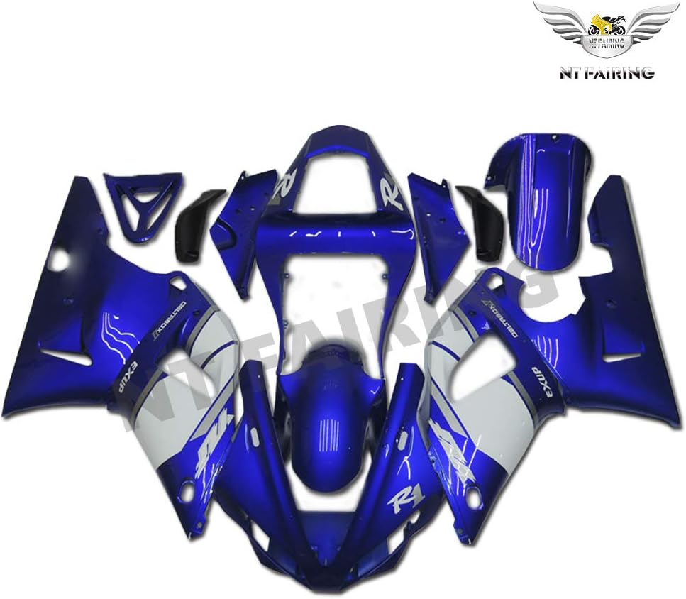 NT FAIRING Molde de inyección azul blanco carenado apto para Yamaha 2000 2001 YZF R1 R1000 YZF-R1 nuevo kit pintado ABS plástico motocicleta