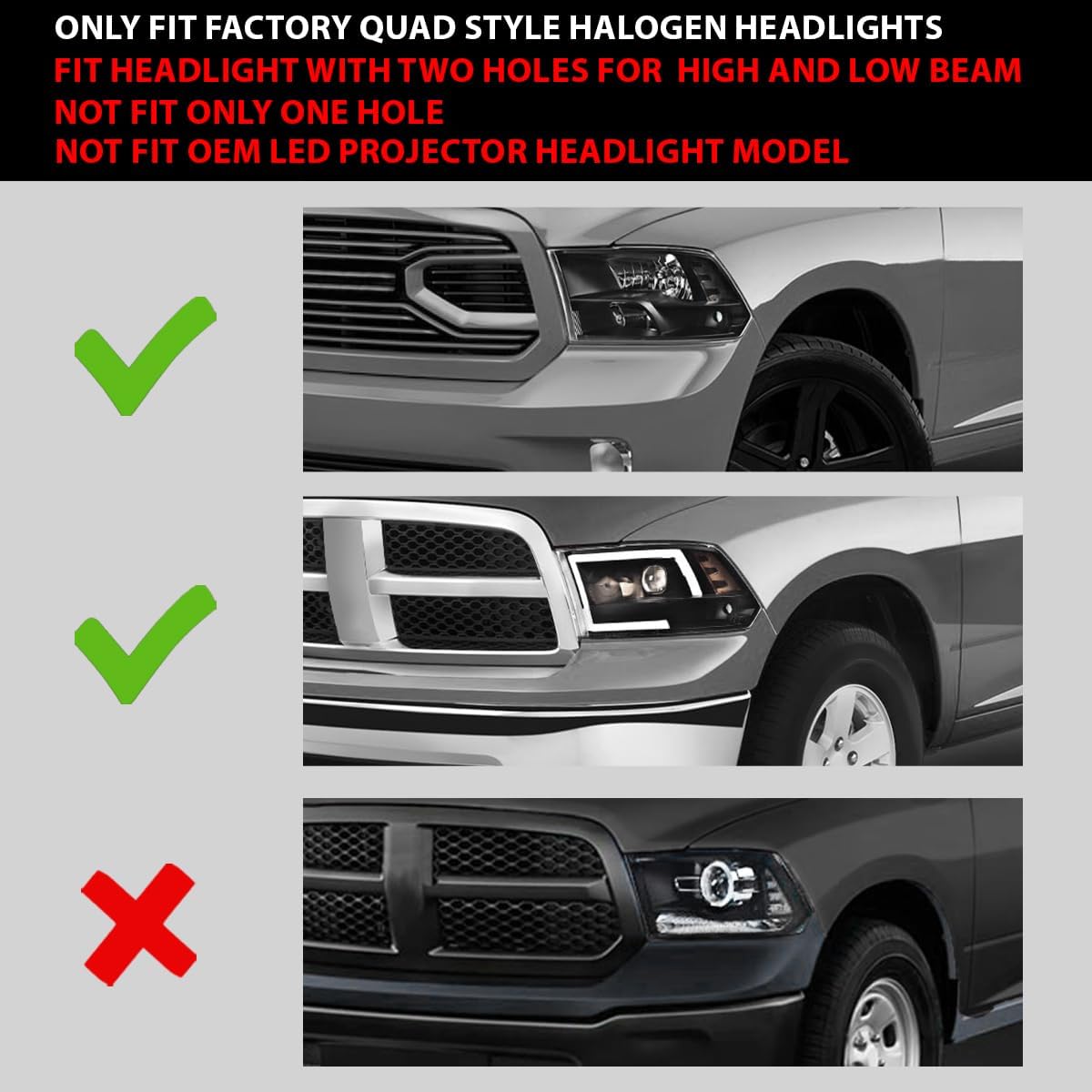 Conjunto de faros delanteros compatible con Dodge ram 1500 2009 2010 2011 2012, 2010 2011 2012 Ram 25003500 (lente transparente, carcasa cromada,