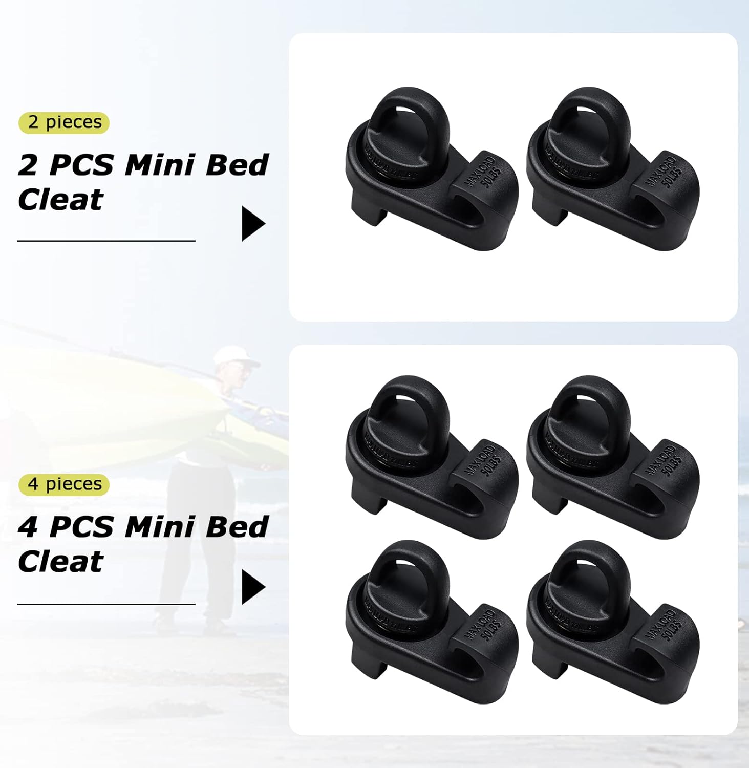 4 barras de cama mini de amarre con ganchos, PT278-35075PT278-00160 compatibles con Toyota Tacoma 2005-2019, Toyota Tundra 2007-2019
