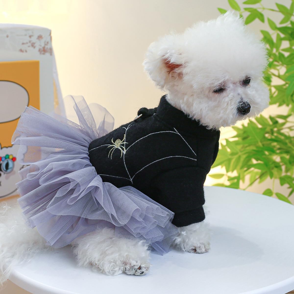 Vestidos de Halloween para perros, ropa para mascotas con anillo en D, suéter cálido para invierno, falda, disfraces de Chihuahua Yorkie para bodas,